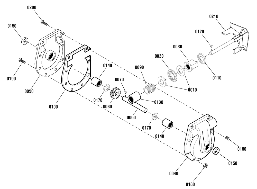 Gear Case Assembly (1738604) Diagram and Parts List for 1695868-CM741450H 2010 Briggs and Stratton Snow Blower